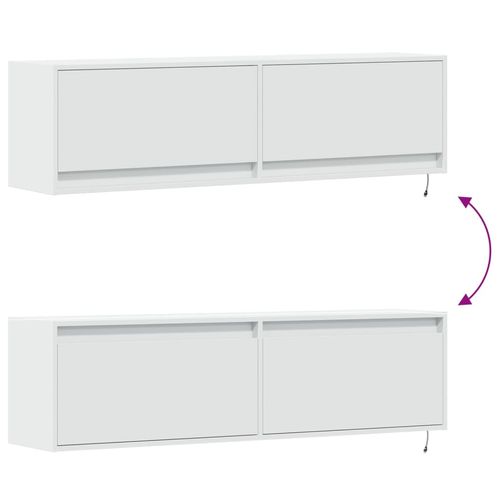 Ścienna szafka TV z LED, biała, 140x31x38 cm na Arena.pl