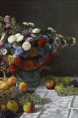 Plakat 40x60cm Still Life with Flowers and Fruit, Monet Vintage