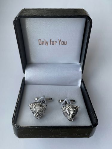 Spinki do mankietów EXC Miś Niedźwiadek Gryzli Głowa Misia w białym Etui na Arena.pl