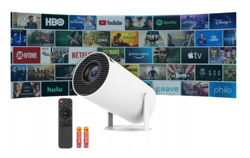 PROJEKTOR RZUTNIK ANDROID TV WIFI MINI 4K PRZENOŚNY SMART GŁOŚNIK OBROTOWY na Arena.pl