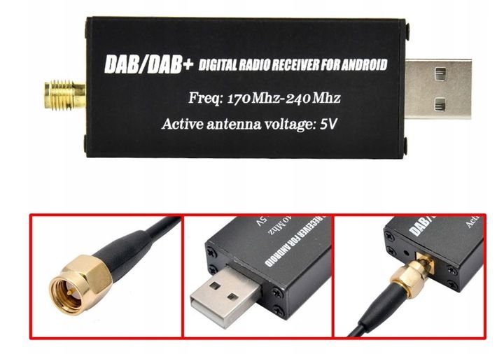 ANTENA,TUNER DAB+ DEDYKOWANY ADAPTER DO RADIA Z SYSTEMEM ANDROID USB, SMA zdjęcie 6