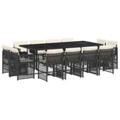 13-cz. zestaw mebli do ogrodu, poduszki, czarny, rattan PE