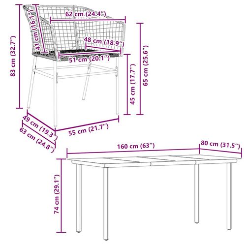 7-częściowy zestaw obiadowy do ogrodu, brązowy polirattan szkło na Arena.pl