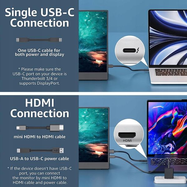 Monitor Cocopar Y156FH7S 15,6 " 1920 1080 USB C mini hdmi FHD HDR Xbox PS4 zdjęcie 3