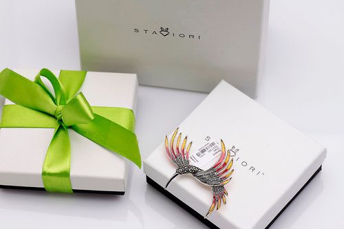 broszka srebrna z markazytami - tajemniczy ogród - rajski ptak na Arena.pl