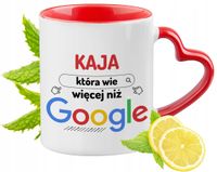 Dla Kai Kubek Czerwony Z Uszkiem W Kształcie Serca Na Prezent Z Nadrukiem