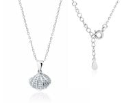 Rodowany srebrny naszyjnik gwiazd celebrytka muszla muszelka perła perełka białe cyrkonie srebro 925 Z1780N