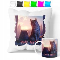 ZESTAW: KUBEK + POSZEWKA - SŁODKI KOTEK KOT - PREZENT WIELE WZORÓW + IMIĘ