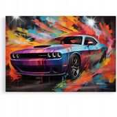 Obraz 60x40 samochody dodge challenger charger do garażu abstrakcja pokoju