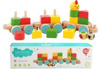 Drewniany pociąg z kurczaczkiem - kształty i kolory