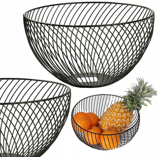 CZARNY METALOWY KOSZYK 25CM MISA MISKA OKRĄGŁY ORGANIZER POJEMNIK DRUCIANY na Arena.pl