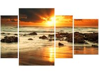 135CM 80 OBRAZ 4 ELEM WSCHÓD SŁOŃCA WZBURZONYM OCEANEM ŚCIENNY