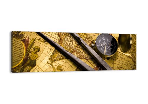Obraz Na Płótnie - Mapa Kompas - 90X30 Cm - Ab90X30-0146 na Arena.pl