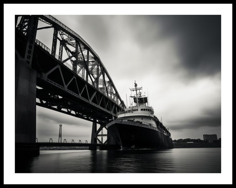 Plakat 65x50cm Statek przy Moście zdjęcie 3