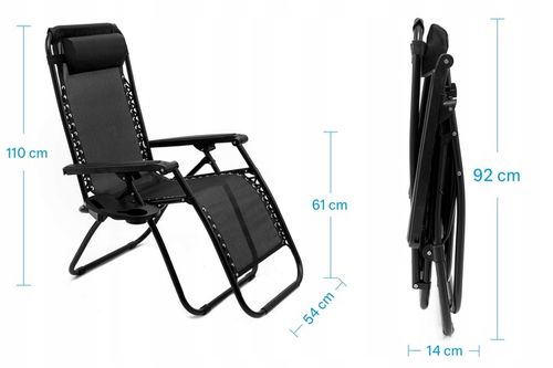 LEŻAK OGRODOWY Z PODNÓŻKIEM, ZAGŁÓWKIEM I STOLIKIEM NA NAPOJE ZERO GRAVITY na Arena.pl