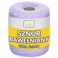 Sznurek do makramy bawełniany 3mm 200m fioletowy