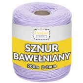Sznurek do makramy bawełniany 3mm 200m fioletowy