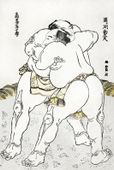 Plakat 30x45cm Sumo Wrestlers, Hokusai Japoński Vintage do Salonu