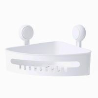 Półka, koszyk łazienkowy narożny na przyssawkę biały - Yoka Home