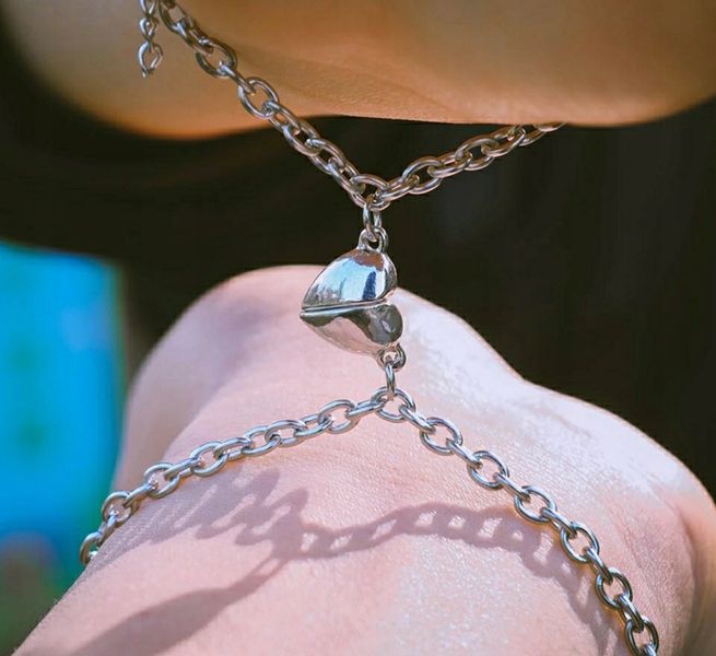 Bransoletki Magnetyczne Komplet 2 Szt Symbol Miłości dla Par Klucz i Kłódka zdjęcie 2