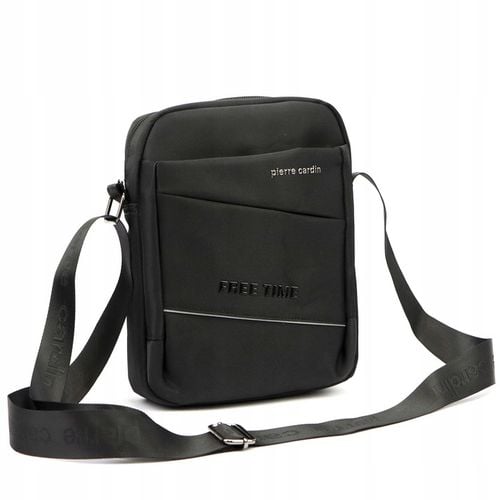 Pierre Cardin Torba MESKA Czarna Materialowa na PASKU Listonoszka Pojemna na Arena.pl