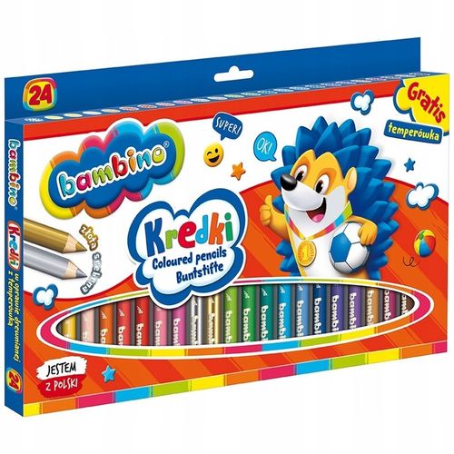 Bambino KREDKI 24 Z GLINKI KAOLINOWEJ, DREWNIANE, GRUBE +temperówka GRATIS na Arena.pl