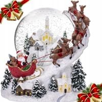 Szklana kula śnieżna pozytywka świąteczna Mikołaj na saniach figurka