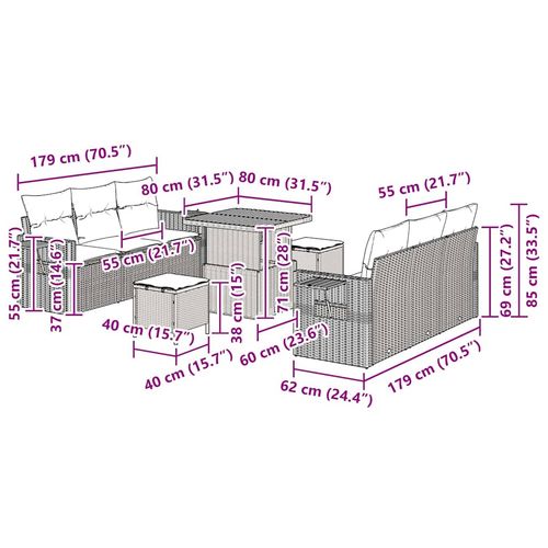 Zestaw Sof na Ogród 9 pcs Beżowy polirattan na Arena.pl