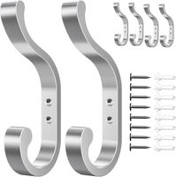 Wieszak na Ubrania Ścienny 6 Sztuk Hak Metalowy Srebrny Udźwig do 16 kg