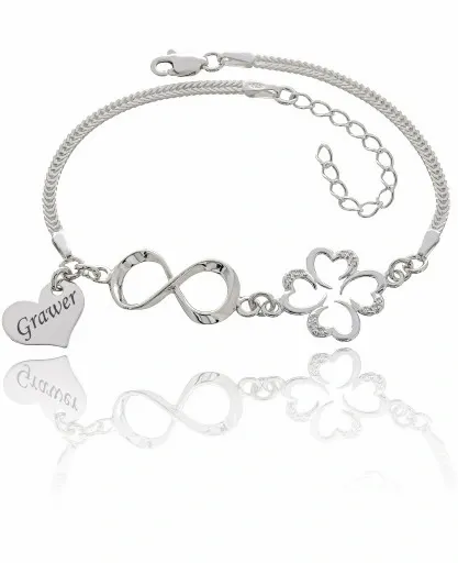 Bransoletka srebrna Koniczynka Infinity Serce zdjęcie 3
