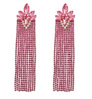 Złote długie wiszące nitki różowe cyrkoniowe kolczyki damskie szykowne