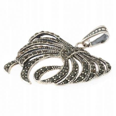 SREBRNY WISIOR LIŚĆ Z MARKAZYTAMI SREBRO PRÓBY 925 na Arena.pl