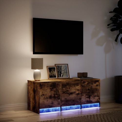 Szafka pod TV z LED, przydymiony dąb, 97x34x40 cm na Arena.pl