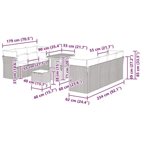 Zestaw Sof na Ogród 10 pcs Czarny polirattan na Arena.pl