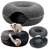 Legowisko dla kota tunel domek filcowy dwuczęściowy okrągły donut pączek