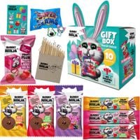 BUNNY NINJA GIFT BOX owocowe słodycze 11 PRZEKĄSEK KREDKI ZABAWKA NAKLEJKI