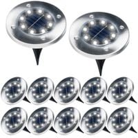 12x Lampa Ogrodowa Solarna Lampki Wbijane Gruntowe Dysk LED z Czujnikiem