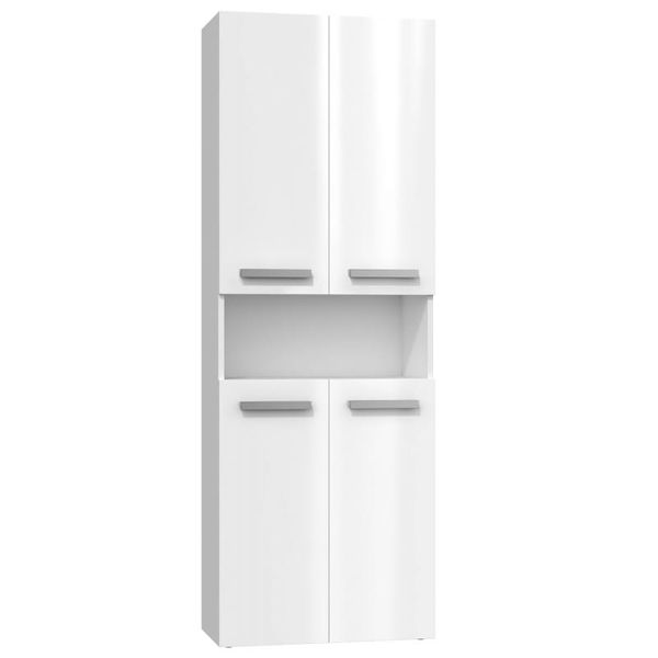 Szafka łazienkowa z 5 pół. i koszem na pranie Biały mat/połysk TS-0754 zdjęcie 4