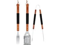 zestaw akcesoriów do grillowania, rękojeść drewno 3szt. - w-99845