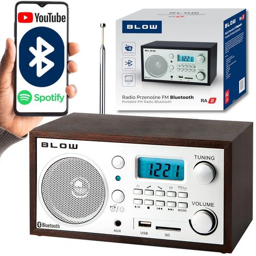 RADIO KUCHENNE BLUETOOTH PRZENOŚNE RETRO LCD ANTENA FM USB SD ZEGAR na Arena.pl