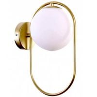 Modernistyczny kinkiet CGELIPSW szklana kula do sypialni mosiądz