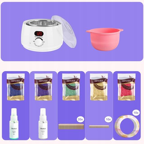 Podgrzewacz wosku 5x wosk twardy Zestaw depilacja LCD 100W z akcesoriami na Arena.pl