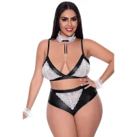 magic silk dress up dirty deeds sukienka zestaw plus size czarno-biała