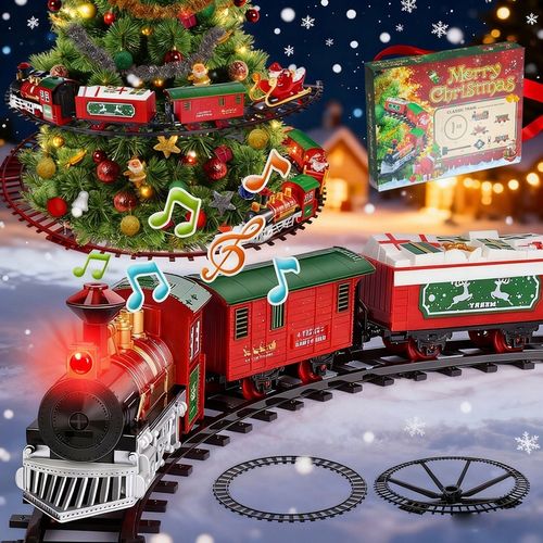 Pociąg świąteczny oświetlenie dźwięk KOLEJKA tory Lokomotywa + 4 wagony na Arena.pl