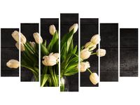 OBRAZ BUKIET JASNYCH TULIPANÓW KWIATY