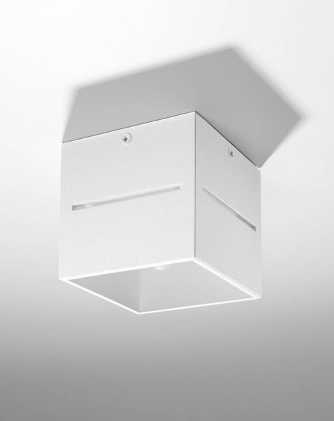 Plafon LAMPA sufitowa SL.0209 metalowa OPRAWA kwadratowa kostka cube biała zdjęcie 3