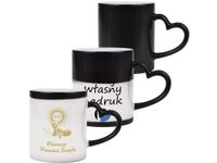 Kubek czarny magiczny uchwyt serce zdjęcie prezent urodziny imie komunie