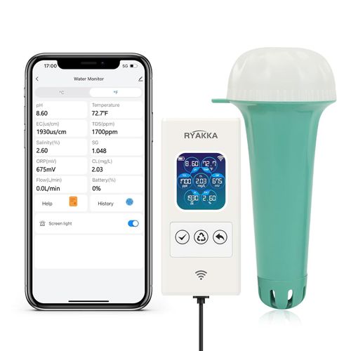 Tester wody do basenu i spa RYAKKA Pro 7w1 pH Cl TDS ORP EC temperatura na Arena.pl