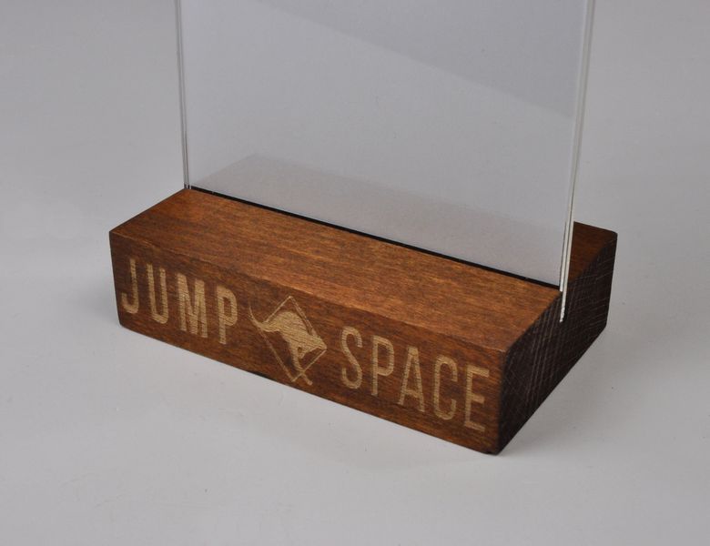 stojak na menu ulotkę plexi + drewniana podstawka z grawerem DL 10 szt zdjęcie 4