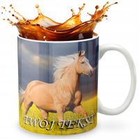 KUBEK 330ml GRAFIKA PREZENT ŚWIĘTA WZÓR - KOŃ HOBBY HORSE ZWIERZE + IMIĘ